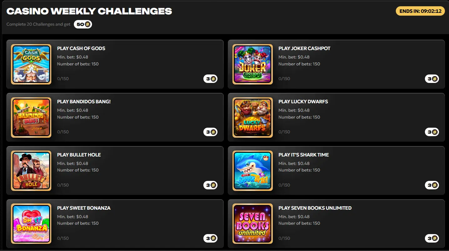 spinsy weekly challenges